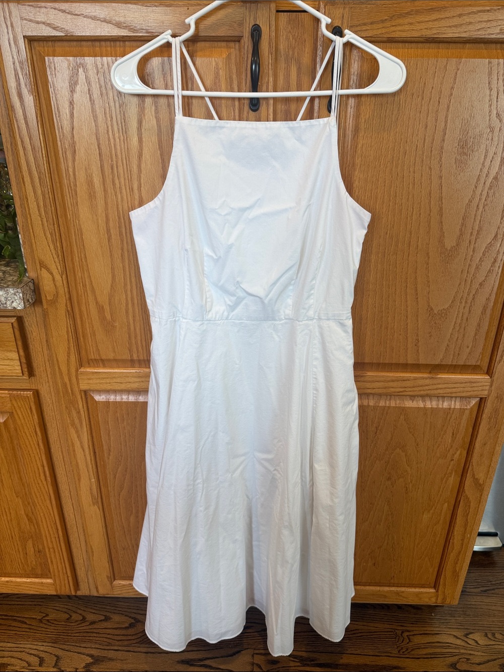 Joie White Strappy Midi Dress Size 10 Fit & Flare Cotton Blend